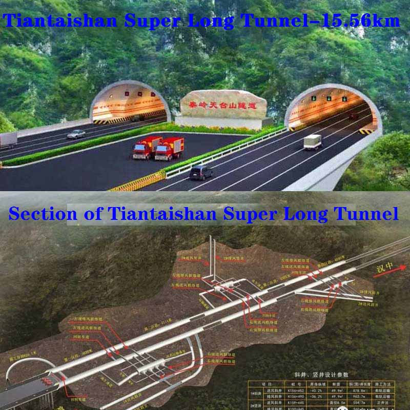 Der 15,56 Kilometer lange Tiantaishan Tunnel World Top 1 Maßstab und Schwierigkeitsgrad des Baus